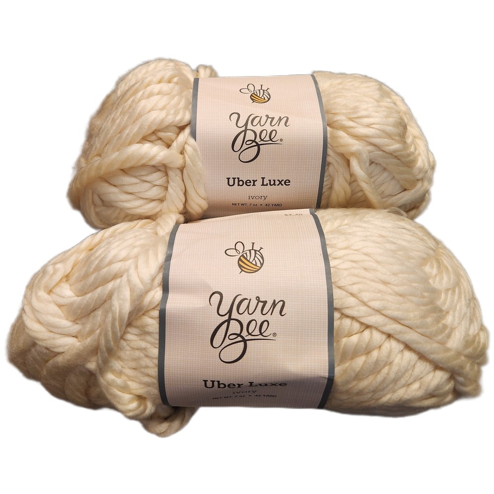 Yarn Bee Uber Luxe Ivory Super Bulky Acrylic Yarn 2 Skeins 7oz 42yd Each